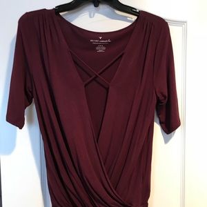 Burgundy cross front bodysuit